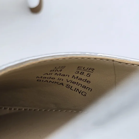 Sam Edelman Silver Pointed Toe Slingback Kitten Heels - Picture 10 of 16